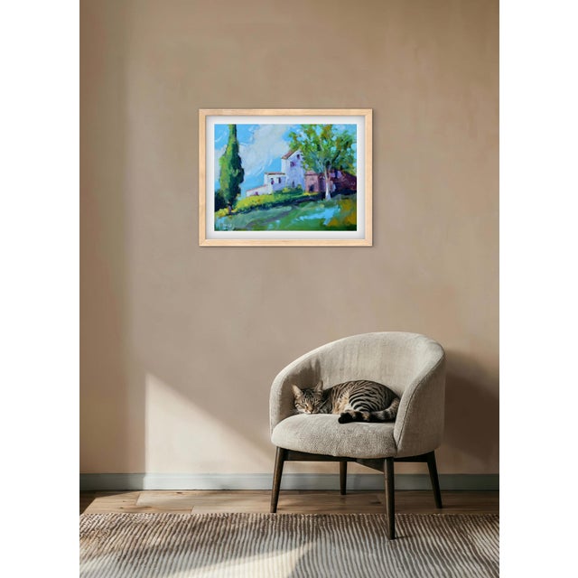 Modern Impressionist Sunlit Farm Oil Landscape For Sale - Image 11 of 15