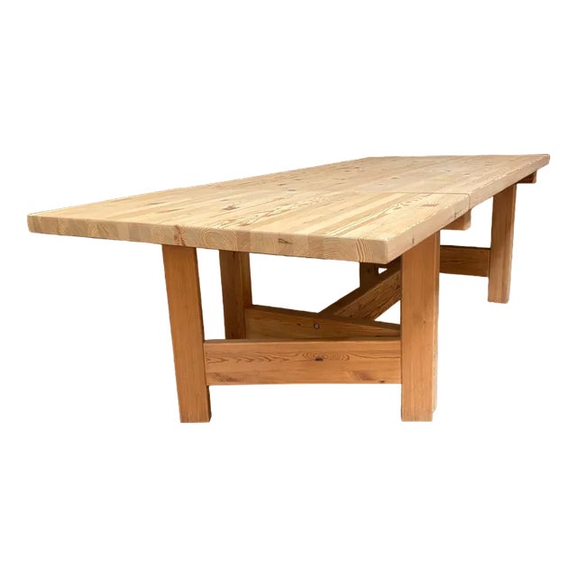 Danish Pitch Pine Extendable Table attributed to Tage Poulsen for GM Möbler, 1970s For Sale