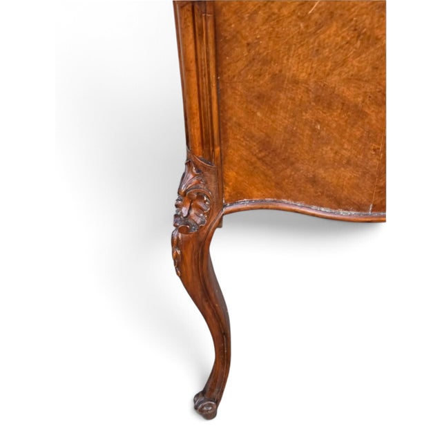 French 19th Century French Bedside Walnut Cabinet Marble Top Insert Marble. For Sale - Image 3 of 18