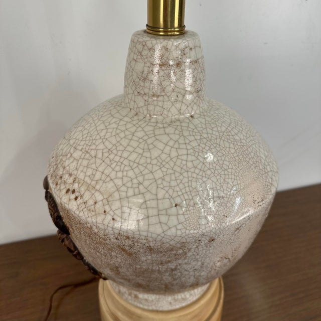 Mid Century Modern Large Scale Ceramic Chinoiserie Knight Table Lamp. James Mont Style For Sale - Image 12 of 12
