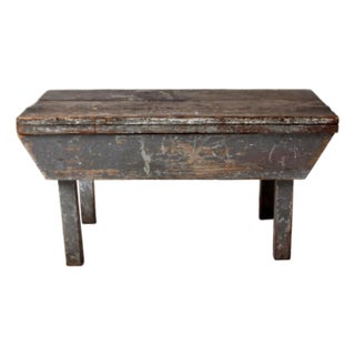 Antique Primitive Painted Wood Bench Stool For Sale