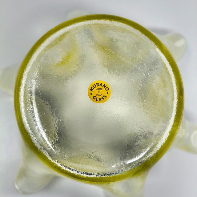 Glass Italian Murano Glass Yellow Fazzoletto Handkerchief Vase by Dogi, 1970s For Sale - Image 7 of 8