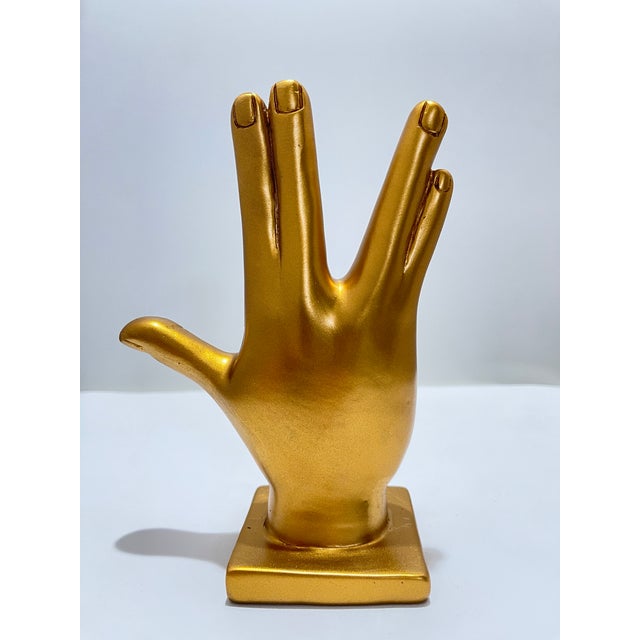 The Vulcan Salute Live Long & Prosper Spock Hand Sculpture in Gold For Sale - Image 4 of 4