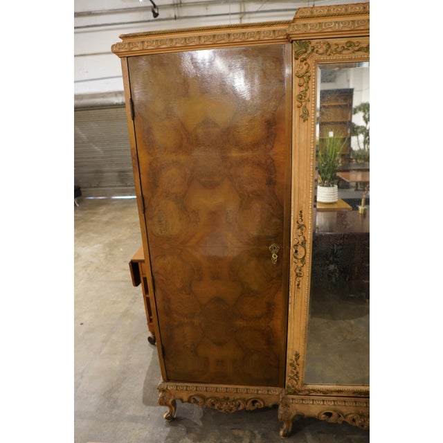 Antique French Rococo Revival Triple Wardrobe Armoire For Sale - Image 4 of 14