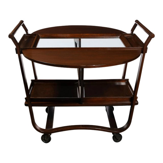 Mid-Century Hand-Rubbed Walnut Drop Leaf Bar Cart by Edward Wormley for Dunbar For Sale