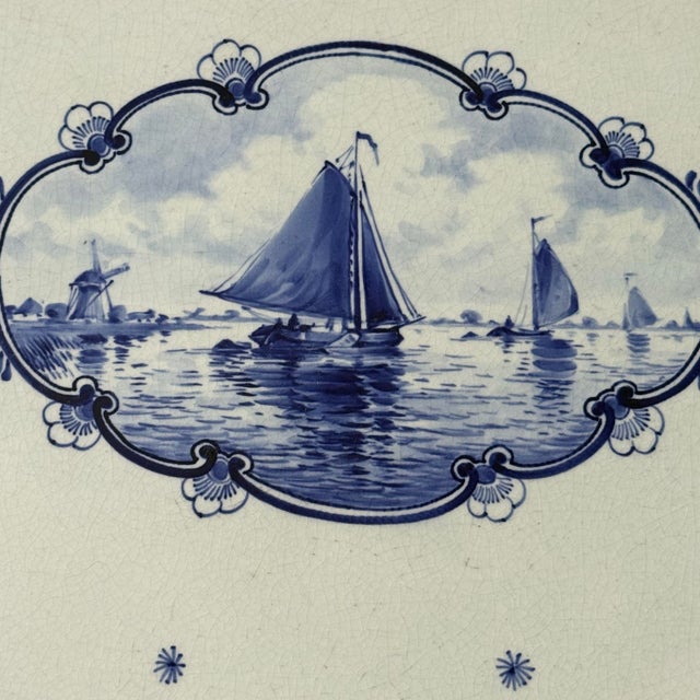 Found in a tucked-away antiques shop in the Netherlands, this large 1949 Royal Delft platter is a particularly beautiful...