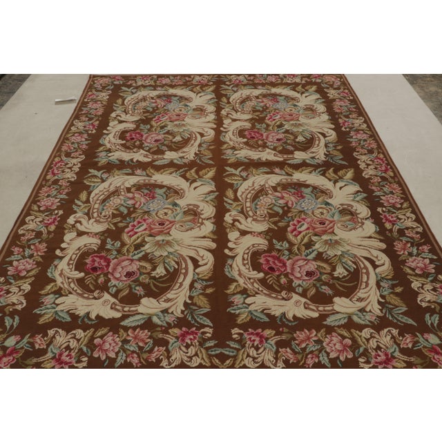 Contemporary Rug & Kilim’s European Flatweave Rug in Brown With Botanicals “Acanthus” For Sale - Image 3 of 8