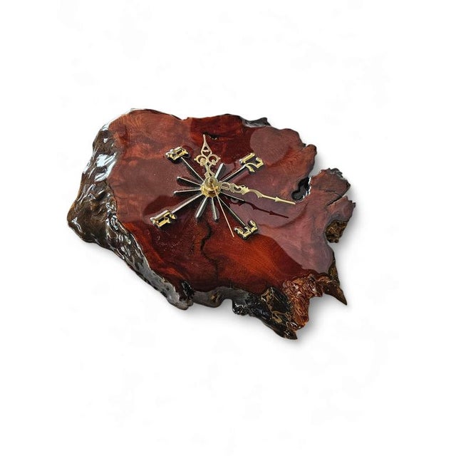 Dark Stained Resin-Coated Wood Tree Slab Clock from Macy's, 1980s For Sale - Image 4 of 15