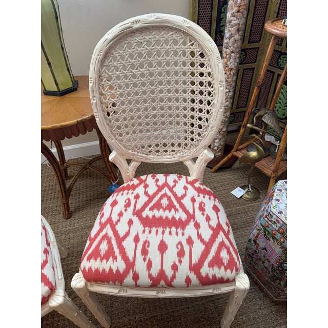 White 1980s Vintage Faux Bois and Cane Chairs, a Pair For Sale - Image 8 of 10