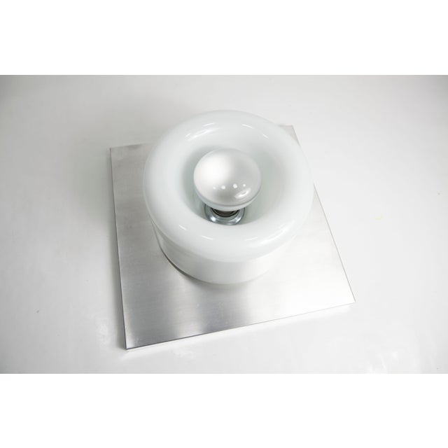 Modern Opaline Glass, Aluminum and Chrome Wall Light from Doria Leuchten, Germany, 1960s For Sale - Image 3 of 18