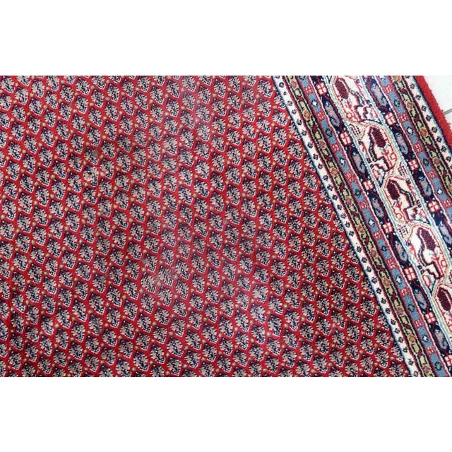 Red 1970s Handmade Vintage Indian Seraband Rug 6.6' X 8.2' For Sale - Image 8 of 13