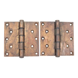 Pair of Vintage 5 X 5 In. Steel Door Hinges For Sale