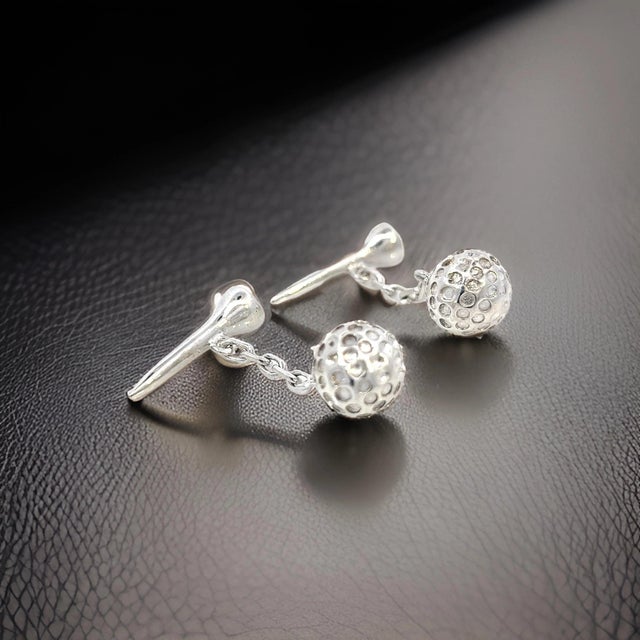 Metal 1990s Pair of Tiffany & Co Estate Golf Ball Cufflinks Sterling Silver 15.39 Grams For Sale - Image 7 of 11