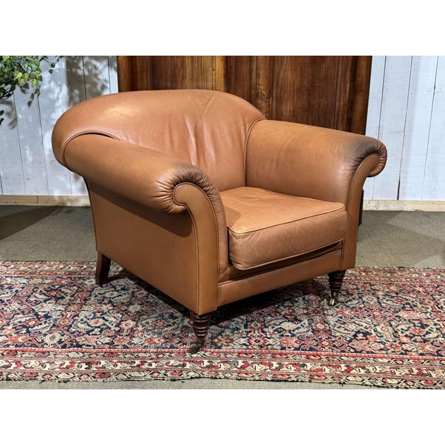 Modern English Leather Club Chair, 1990s For Sale - Image 6 of 17