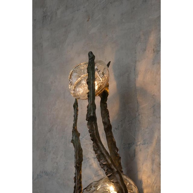 Contemporary Posidoni Bronze and Handblown Glass Table Lamp by Emilie Lemardeley For Sale - Image 3 of 16