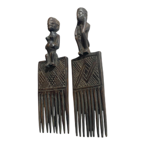 Vintage Hemba Wedding Combs W/ Couple Figures Congo S/2