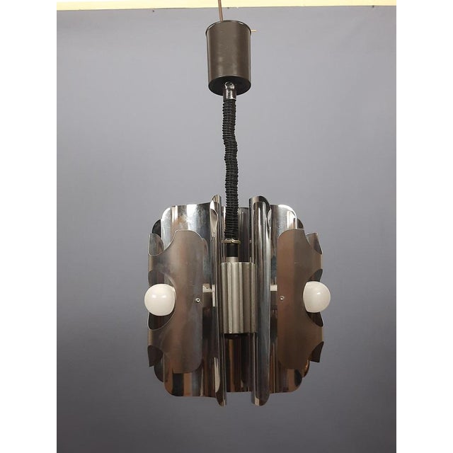 Chromed and Stainless Steel Pendant Light, 1970s For Sale - Image 12 of 15