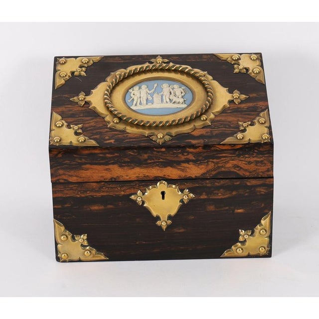 Antique Coromandel Ormolu Jasperware Desk Set from Edwards & Jones, 1800s, Set of 3 For Sale - Image 4 of 18
