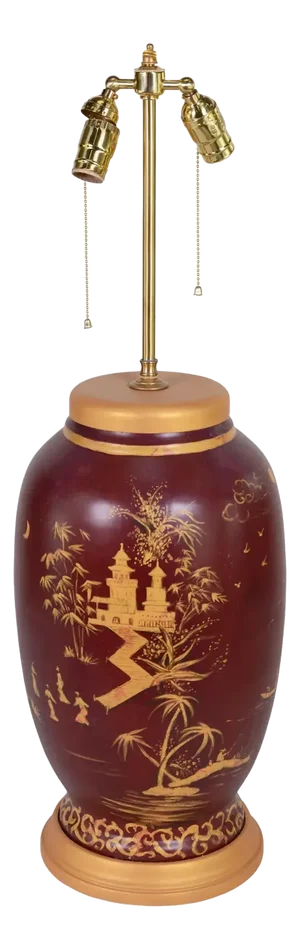 Hand Painted Chinoiseries Style Vase Table Lamp