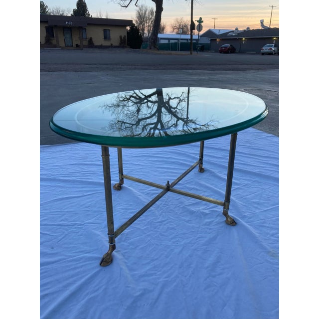 Mastercraft Brass Hoofed End Table in Faux Bamboo Manner of Jansen For Sale - Image 9 of 13
