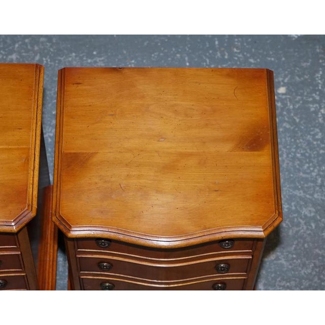 Georgian Style Yew Wood Nightstands, Set of 2 For Sale - Image 11 of 13