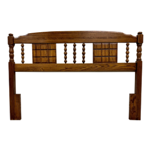 Vintage Full Size Traditional Style Flat Cannonball Spindle and Panel Headboard
