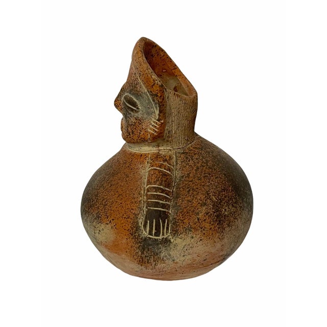 Ceramic Vintage Hand-Sculpted Ceramic South American Pre Colombian-Style Vase For Sale - Image 7 of 10