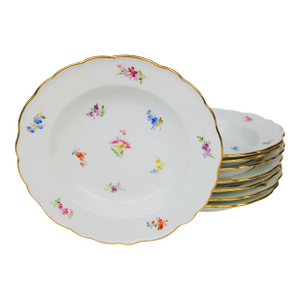 8 Meissen Porcelain Dinner Plates, Germany, Circa 1890