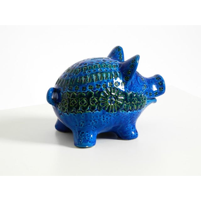 Blue Large Rimini Blu Ceramic Pig Money Box by Aldo Londi for Bitossi Italy, 1960s For Sale - Image 8 of 18