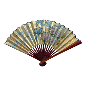 Vintage Chinese Hand Painted Paper Wall Fan