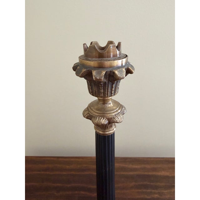 Brass Tall Neoclassical Grand Tour Lion-Paw Taper Candlestick For Sale - Image 8 of 9