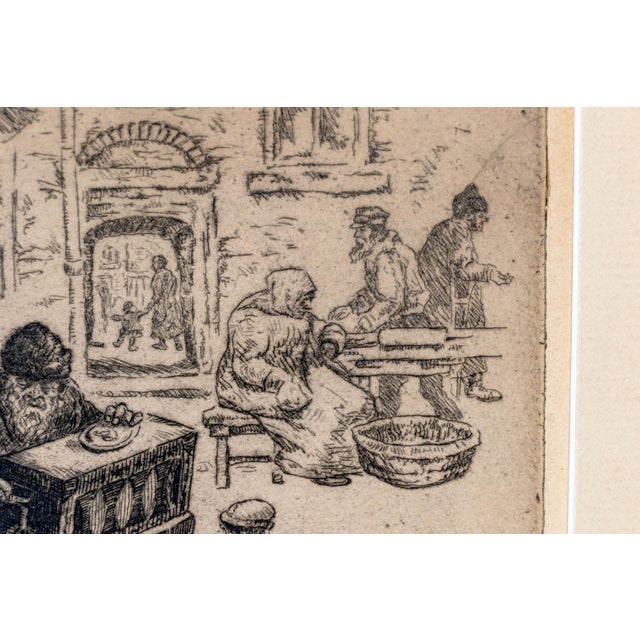 Abraham Phillips Signed Etching Organ Grinder Street Scene 1925 For Sale - Image 10 of 14