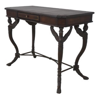 Leather Top Metal Base 1 Drawer Console Table For Sale