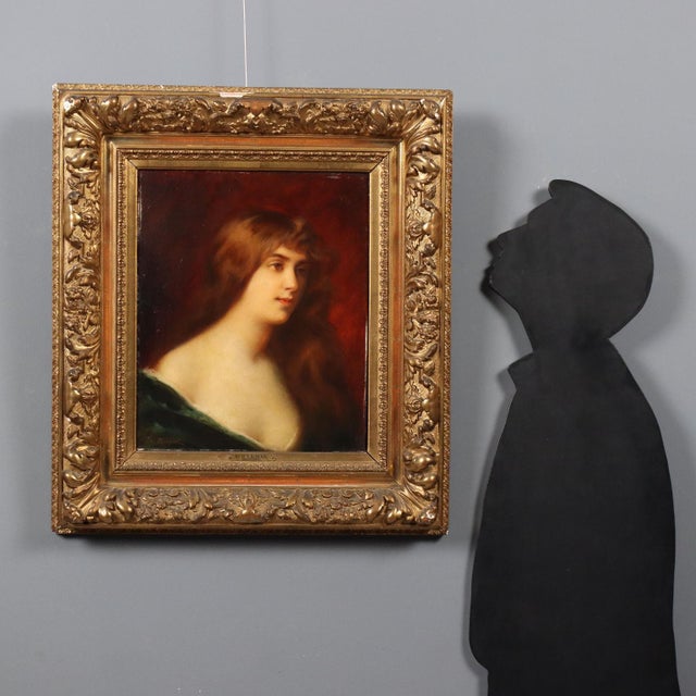 Oil on panel. Signed lower left. The Parisian painter Edouard D'Otemar established himself primarily as a portraitist of...