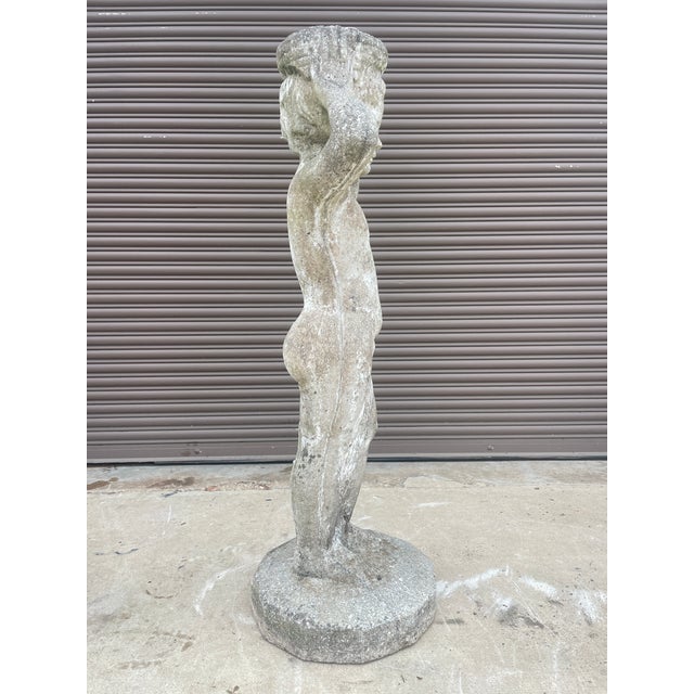 Antique Asheville Estate 40" Tall Cast Stone Statue of Hebe - Garden Patina For Sale - Image 4 of 9