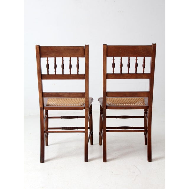 Antique Eastlake Side Chairs With Cane Seats Pair For Sale - Image 10 of 13