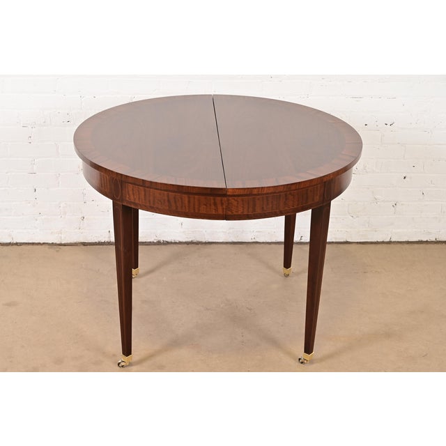 Brown Henredon Federal Banded Mahogany Extension Dining Table, Newly Refinished For Sale - Image 8 of 14
