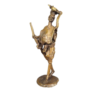 Early 20th Century Antique African Tribal Hand Made Bronze Hunter Sculpture - Benin / Ashanti