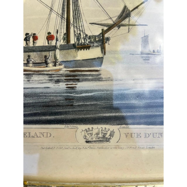 Antique Pair of English Maritime Colored Etchings, 1806. For Sale - Image 12 of 12