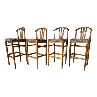 1970s Swedish Mid-Century Modern Carl-Ewert Ekström Beechwood Bar Stools – Set of 4 For Sale