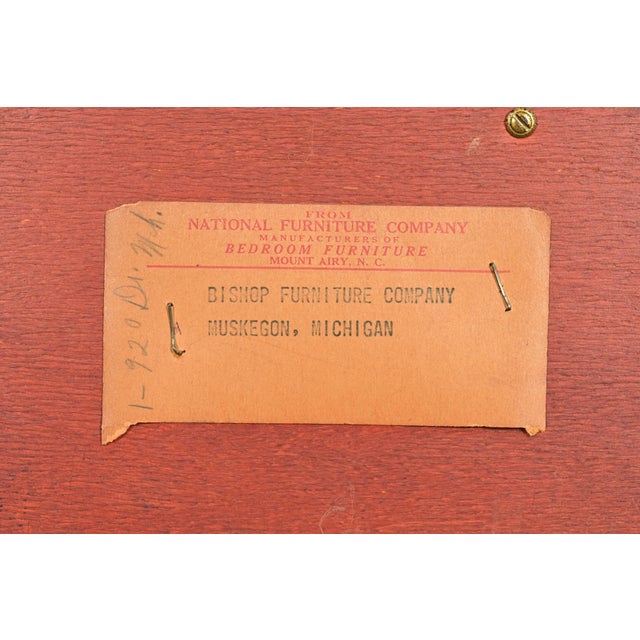 Federal Inlaid Mahogany Bow Front Dresser Chest by National Furniture, Circa 1960s For Sale - Image 12 of 13