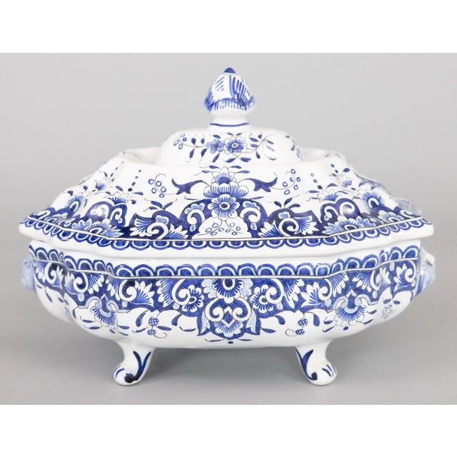 Antique French Rouen Faience Blue & White Tureen For Sale - Image 11 of 11