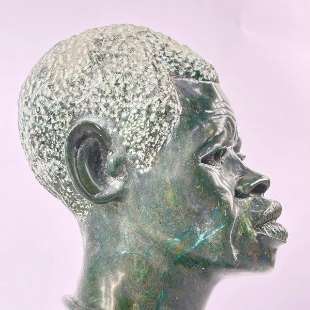 Early 20th Century Early 20th Century Verdite Male Bust Statue by Nicholas Tandi - MATTER COLLECTION For Sale - Image 5 of 10