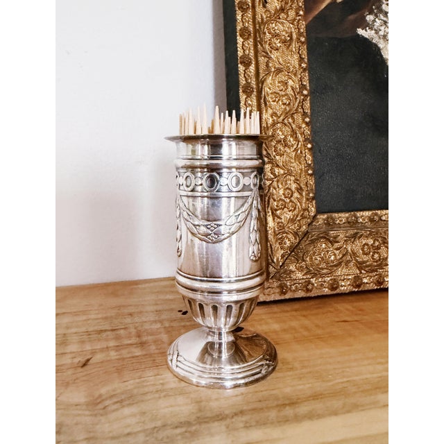 French Antique Silver Toothpick Holder From the Ritz Hotel London For Sale - Image 3 of 6
