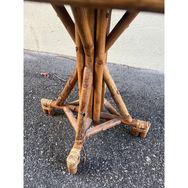 Mid 20th Century Rattan Bamboo Octagonal Dining or Center Table For Sale - Image 9 of 12