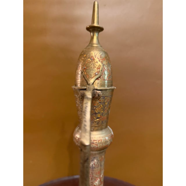 Vintage 23" Ornate Etched Solid Brass Aftabeh Ewer For Sale - Image 4 of 18