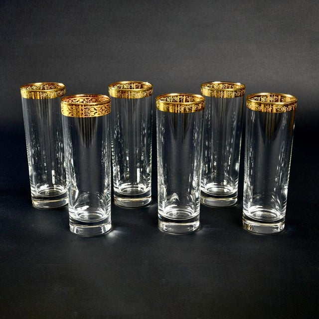 Gold Mid-Century French Gilded Rim Glasses from Saint Louis, 1950s, Set of 16 For Sale - Image 8 of 10