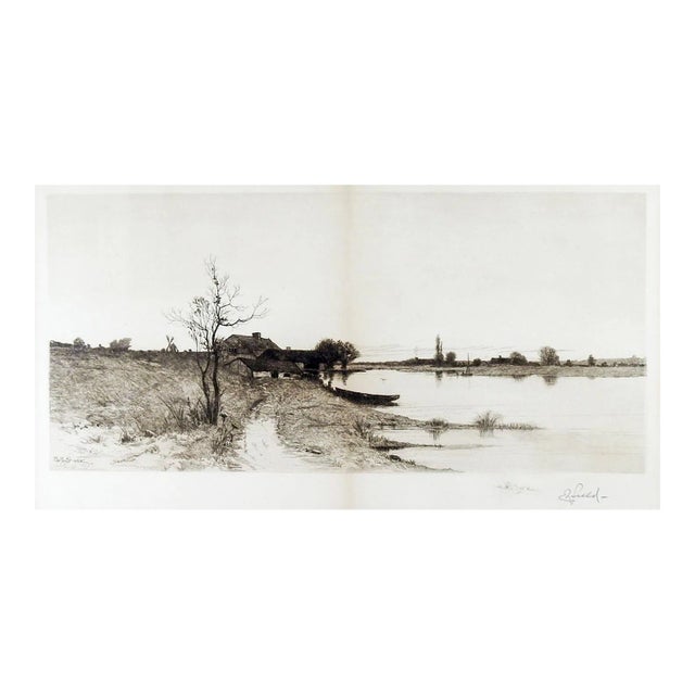 Antique 1890 E. L. Field Lake Landscape Etching For Sale
