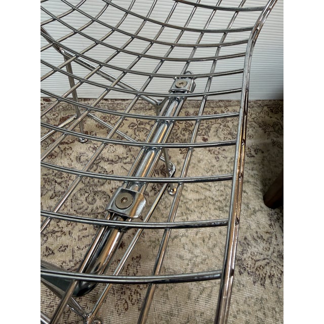 Caged Chrome Metal Bar Stool, in the Style of Bertoia For Sale - Image 9 of 12