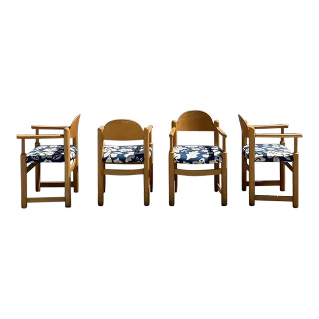 Set of 4 1970s Upholstered Hank Lowenstein Padova Arm Chairs For Sale